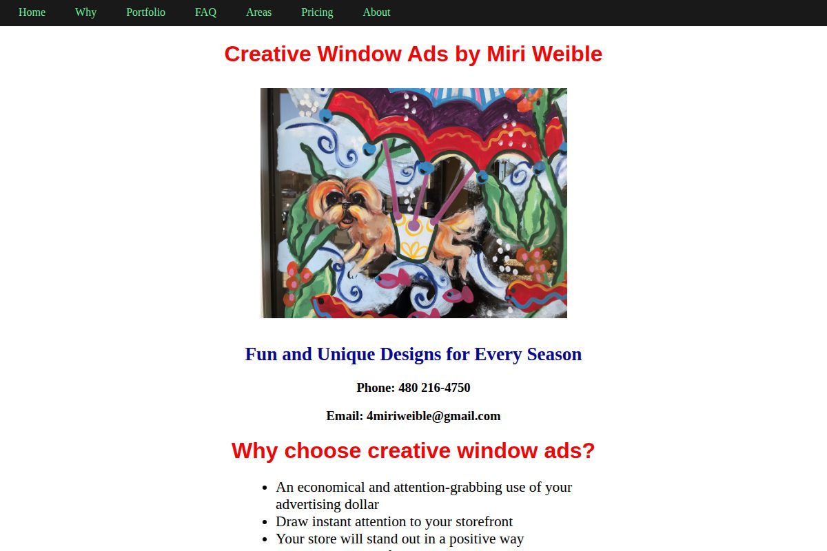 Creative Window Ads homepage