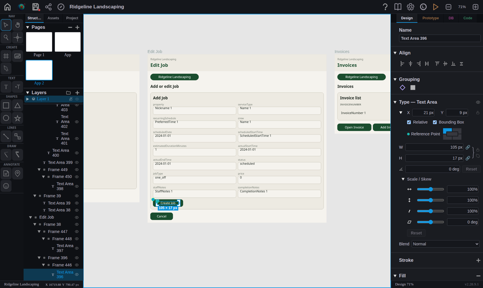 FS Designer editor with a generated app design on the canvas
