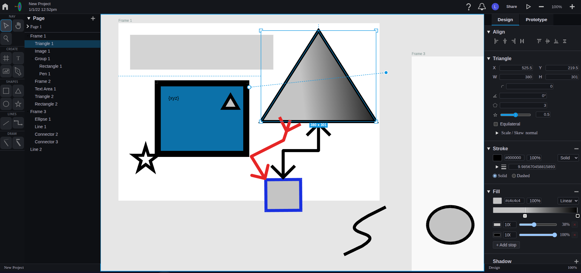 The FS Designer editor with shapes, connectors, and the design panel