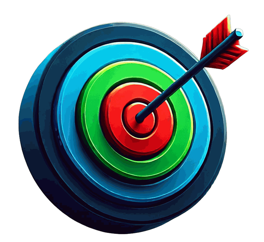 A target with an arrow hitting the center bullseye — software built with precision